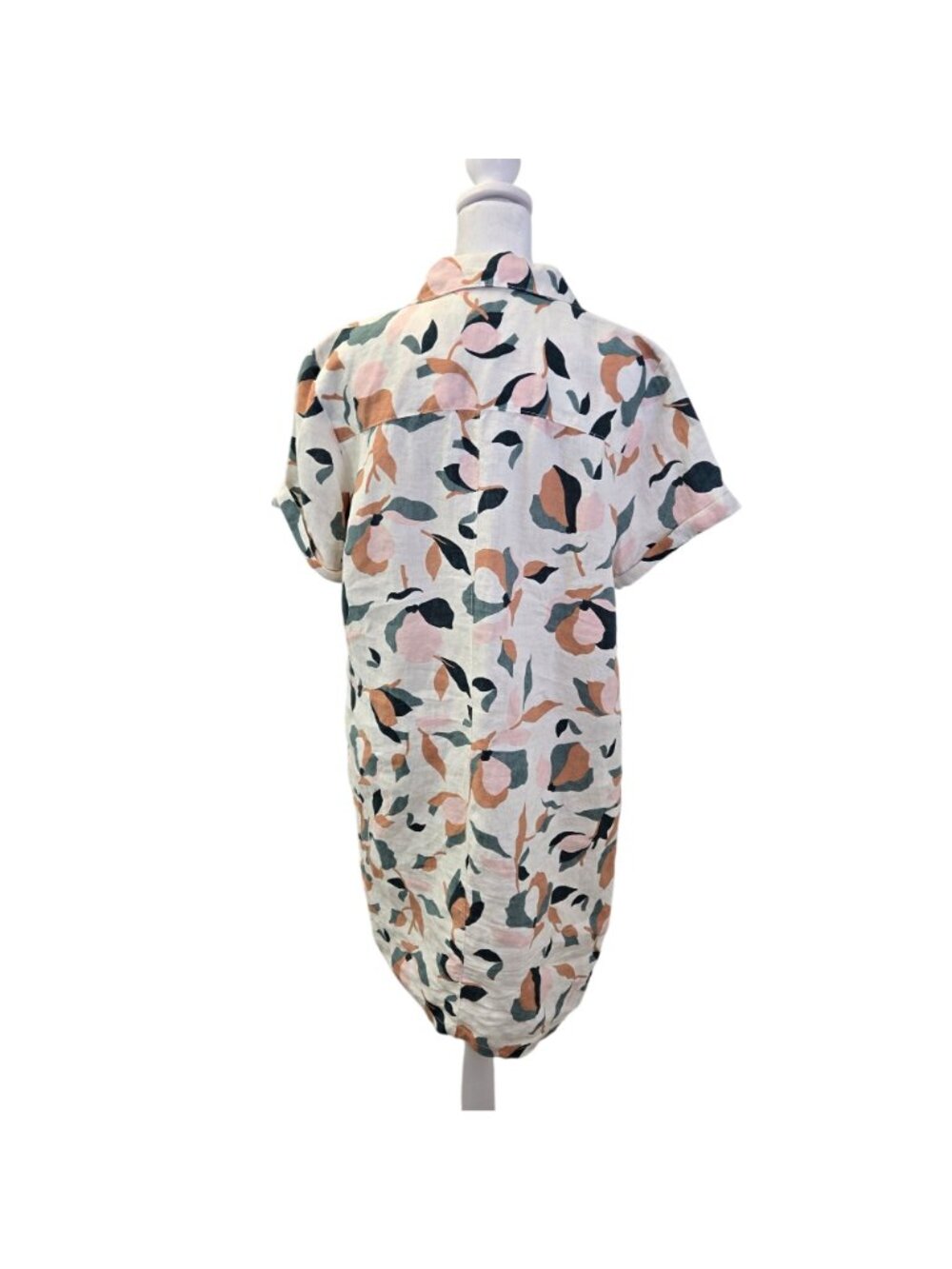 Rachel Zoe 100% Linen Floral Short Sleeve Shirt Dress Size Large - Picture 2 of 6